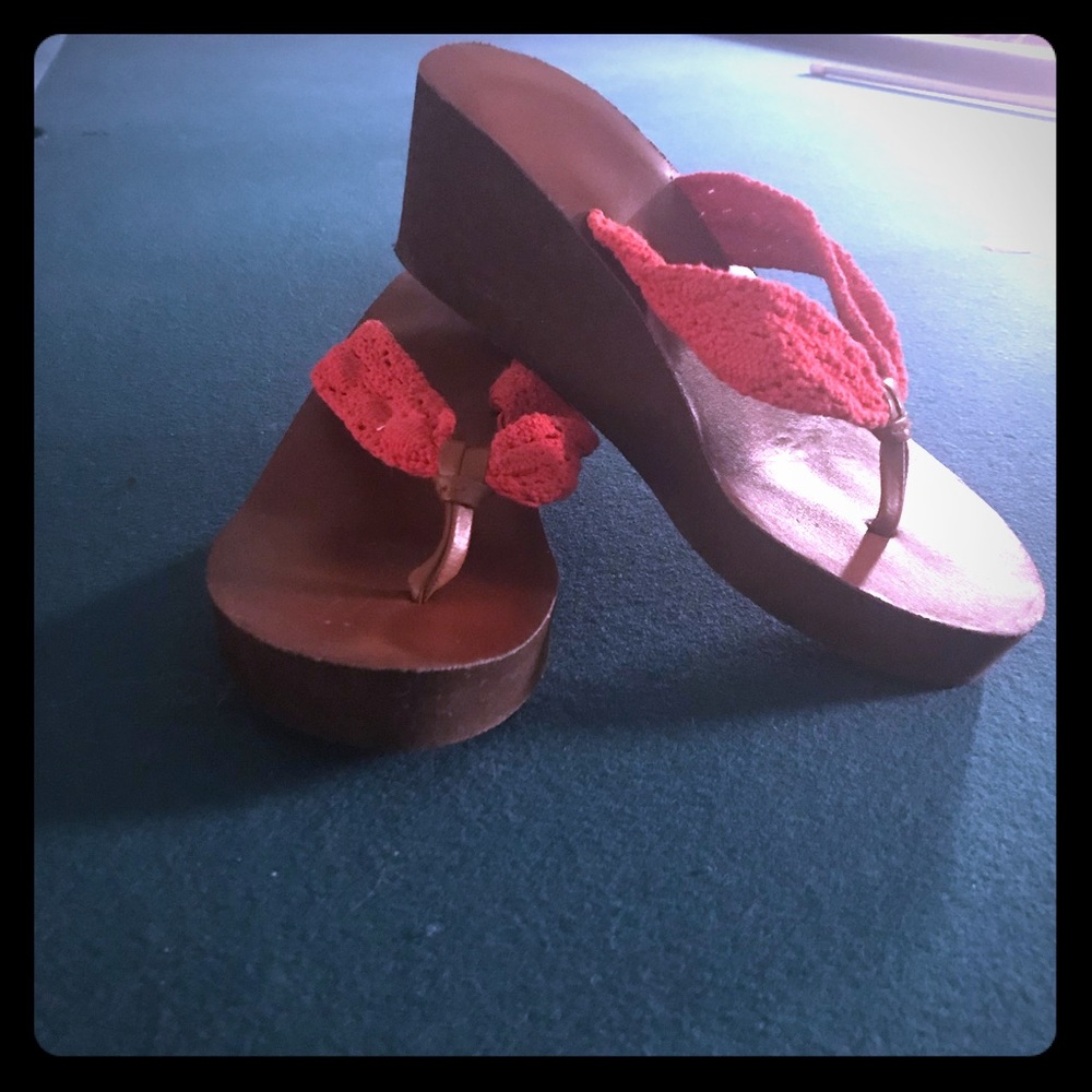 Platform wedge thong sandals